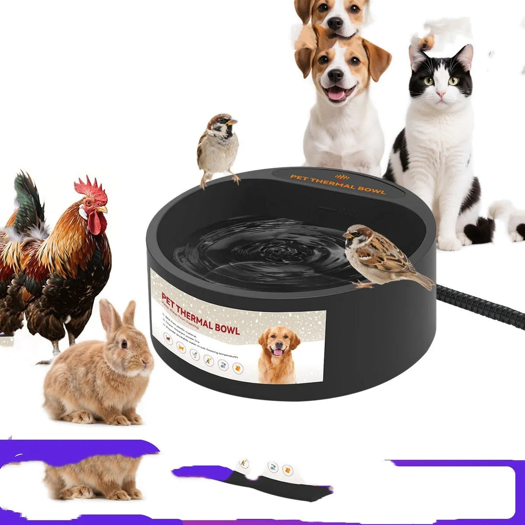 Black ABS plastic electric pet heating bowl with 2.2 litre capacity
