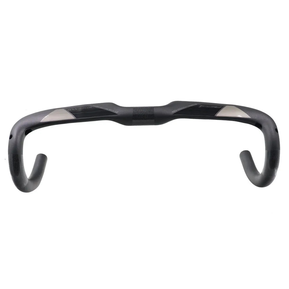 Wei Bike matt carbon fibre road bicycle handlebar showing bent drop bar shape