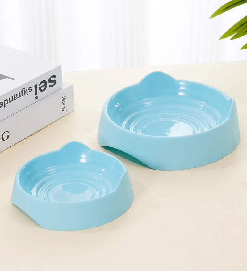 Blue ceramic dog slow feeder bowl with maze puzzle cups for slowing down eating