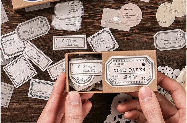 Mini Label Series retro hand account DIY decoration base paper 45 sheets in Kraft box