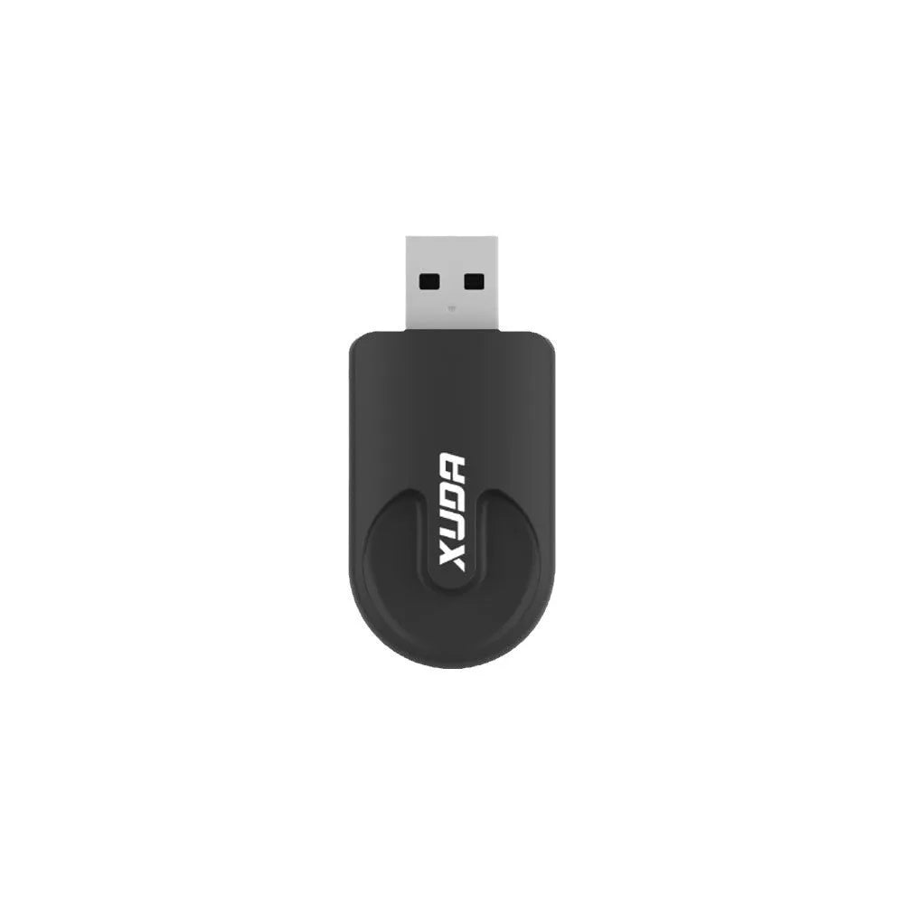 Black USB wireless CarPlay adapter with compact dimensions for vehicle dashboard installation