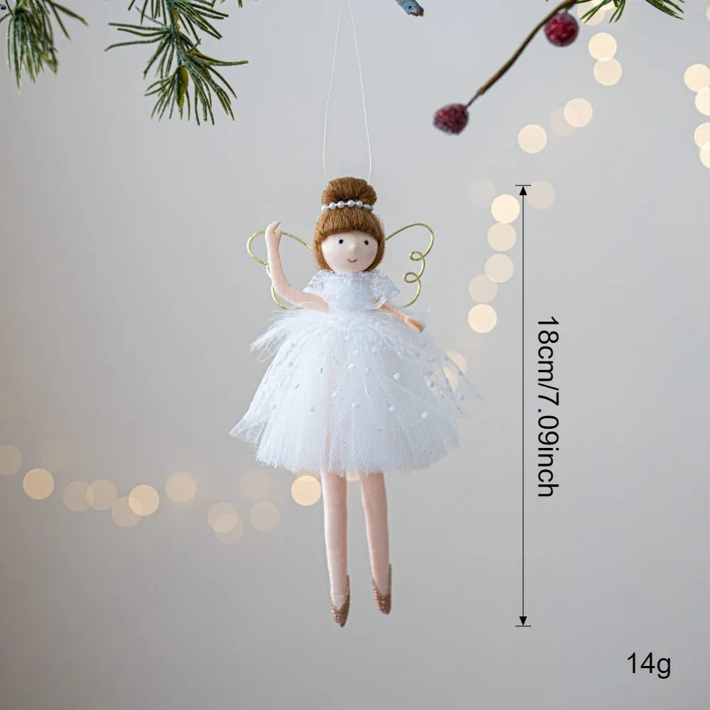 Pink or white cloth plush ballet girl angel doll pendant with hanging chain