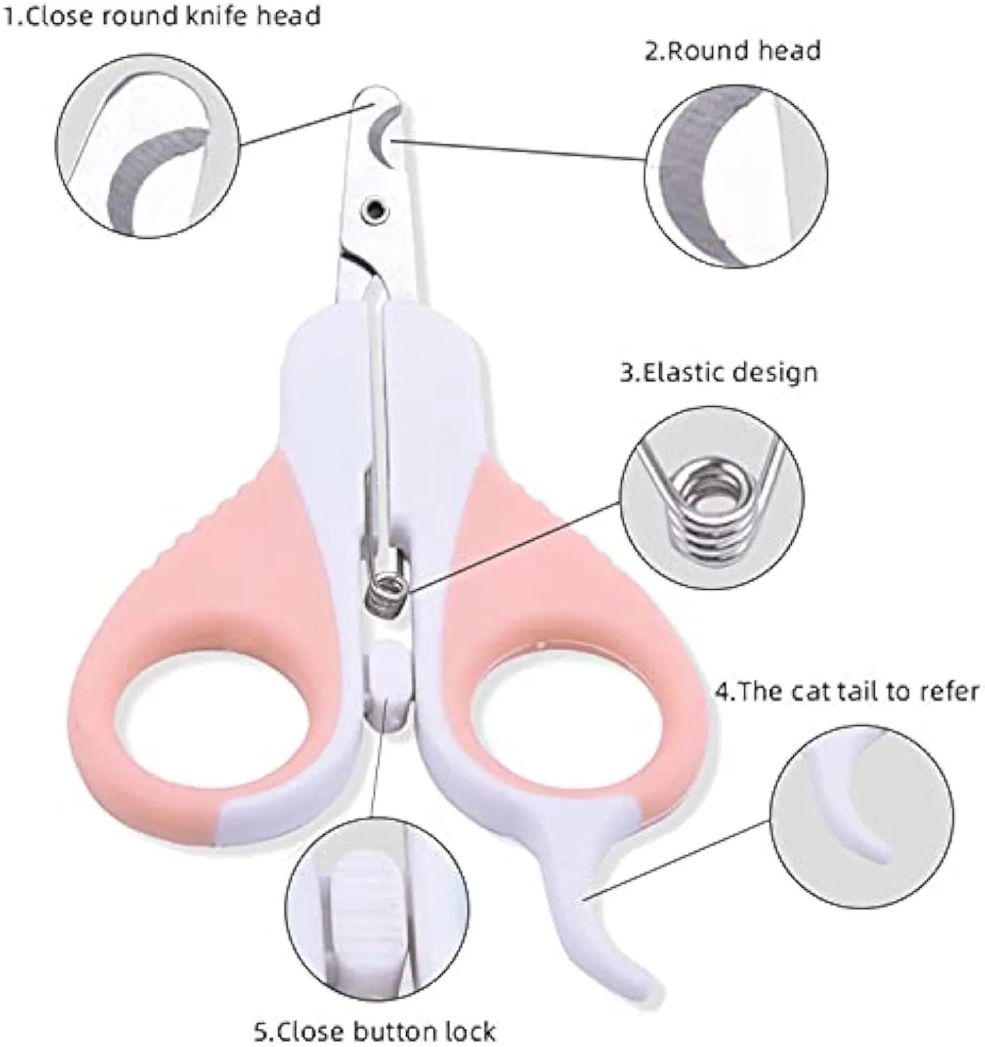 Cat nail clippers with angled blade and safety guard for small pets grooming