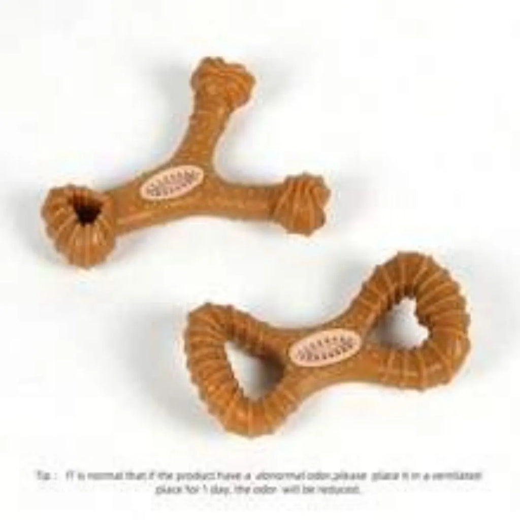 Durable natural coloured dog chew toy in 8-shape and Y-shape for medium to large breeds