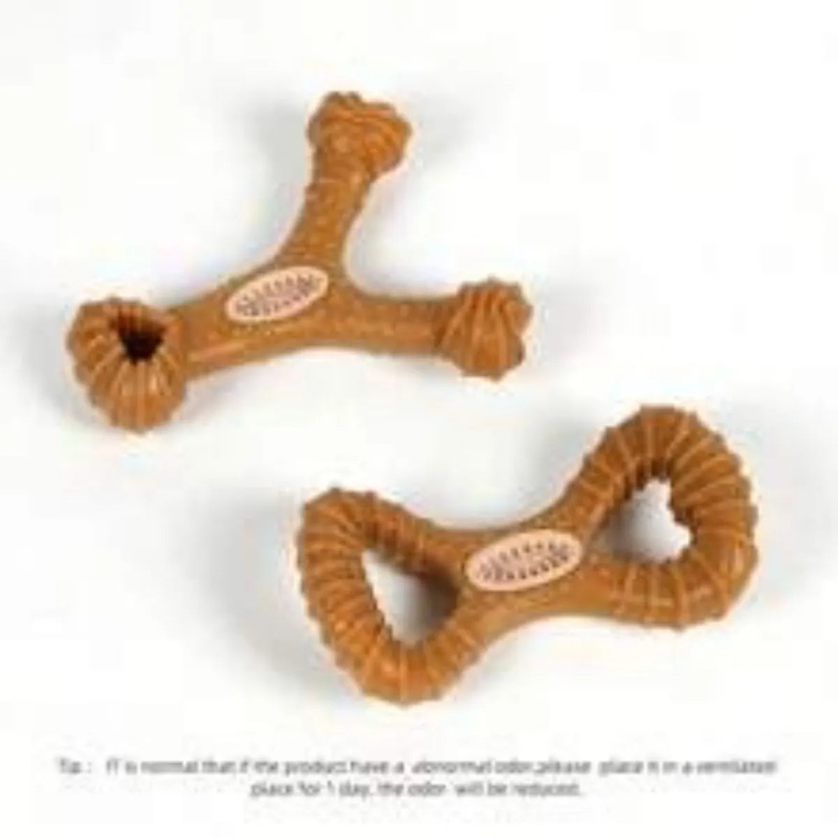 Durable natural coloured dog chew toy in 8-shape and Y-shape for medium to large breeds