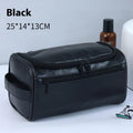 Large capacity waterproof cosmetic bag in retro style, available in PU leather or Oxford cloth materials.