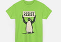 A loose-fitting black short-sleeved cotton t-shirt with a round neck on a hanger.