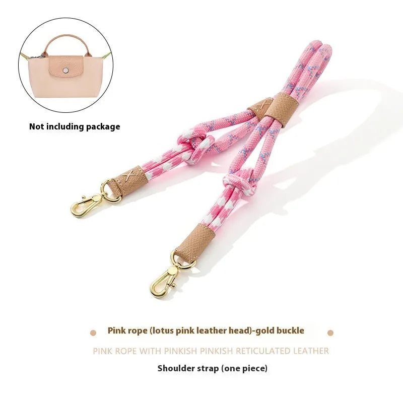 Braided nylon and cowhide leather crossbody strap with alloy buckle for bag modification