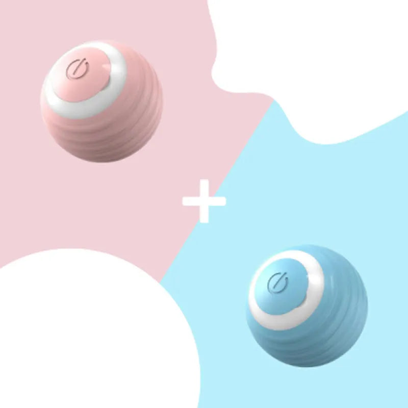 Automatic moving bouncing rolling ball smart cat toy in blue and pink silicone construction