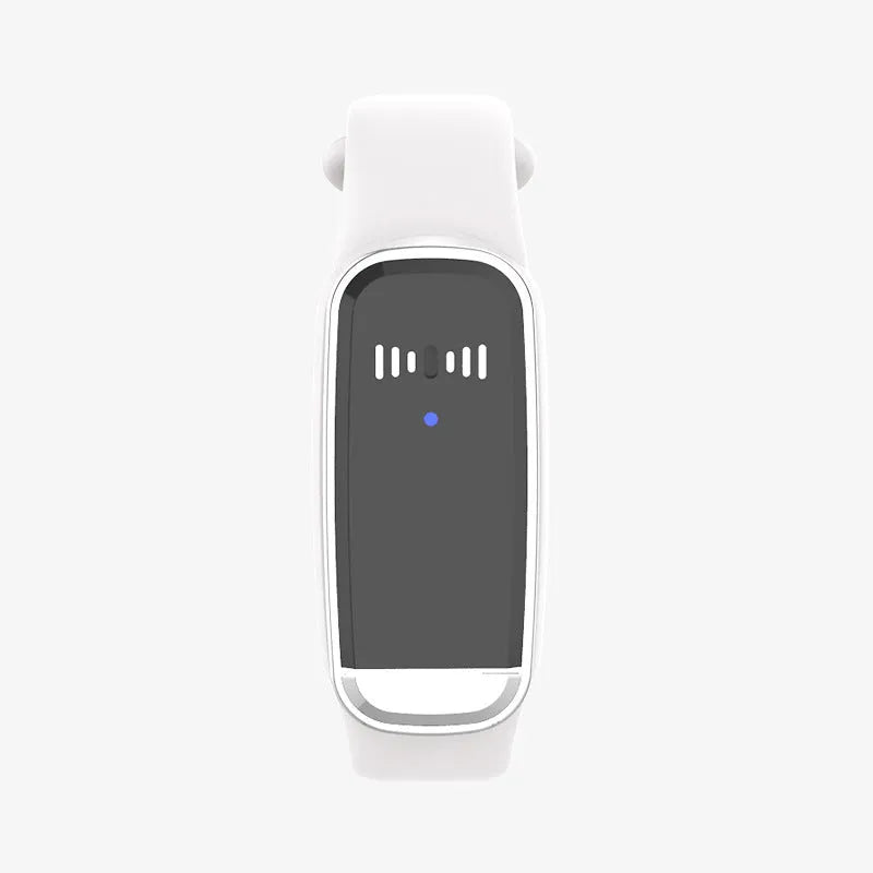 Black and white ultrasonic mosquito repellent bracelet with USB charging cable, compact portable design