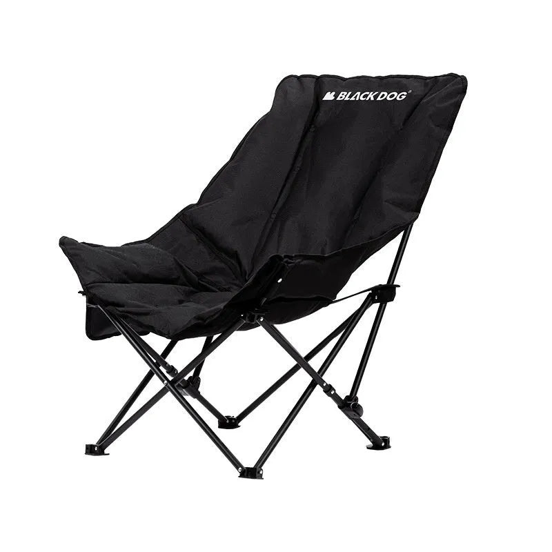 Night black Oxford cloth camping recliner folding chair in moon chair style