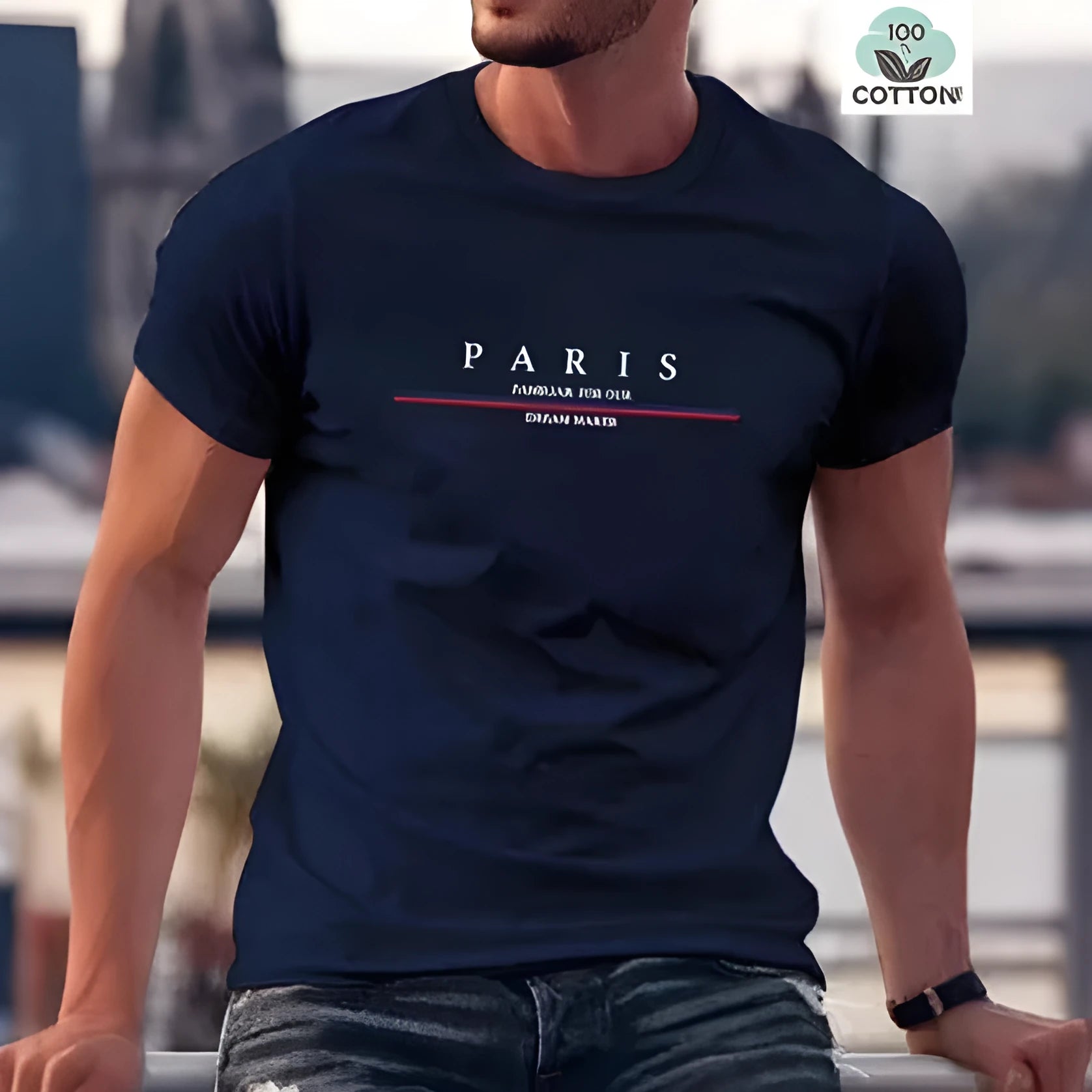 Men's loose fit cotton t-shirt with printed letter design in apricot colour.