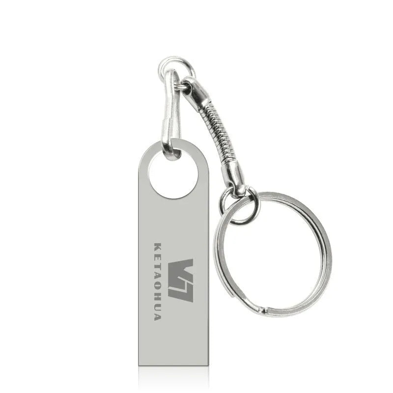 Car-shaped metal USB flash drive in silver colour showing compact design and USB connector