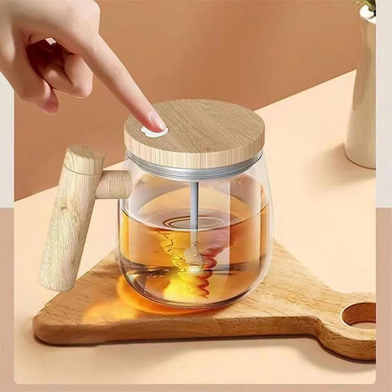 400ml clear borosilicate glass self stirring coffee mug with electric mixing base