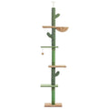 Tall solid wood cat climbing frame with integrated scratch board and cat nest