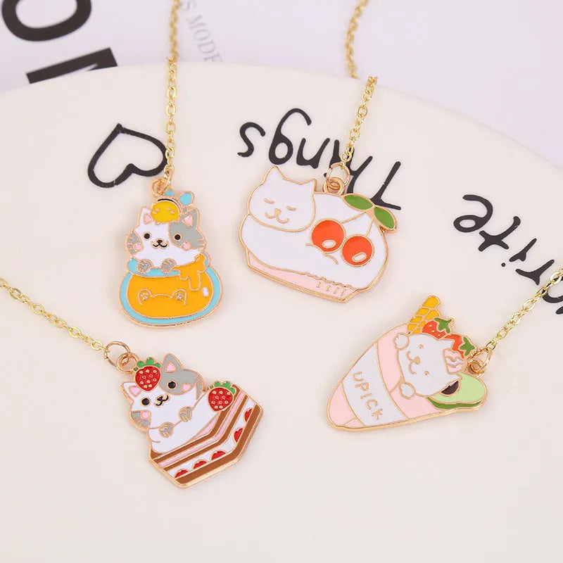 Jane Lime Foodie Cat metal bookmark with cartoon pendant in choice of four designs.