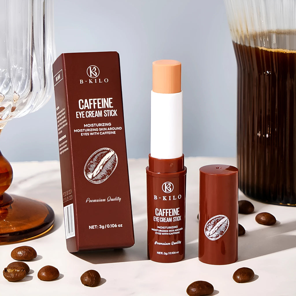 Caffeine eye cream stick in solid 3g format for under-eye hydration and treatment