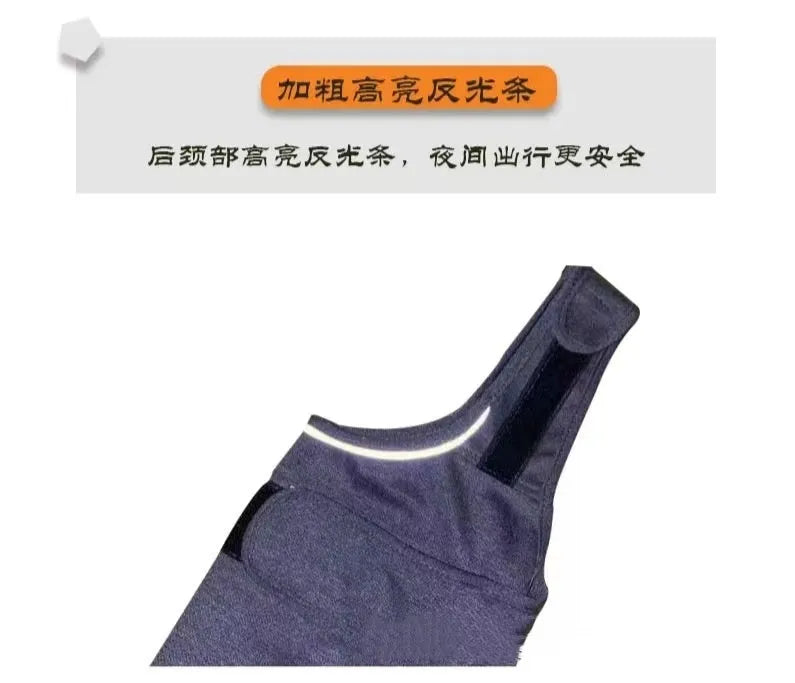 Heather grey dog anxiety vest or warm jacket on a size chart showing weights from under 4kg to over 50kg.