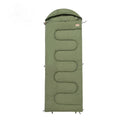 Ultra-light cotton sleeping bag quilt in ochre and olive green colours for camping