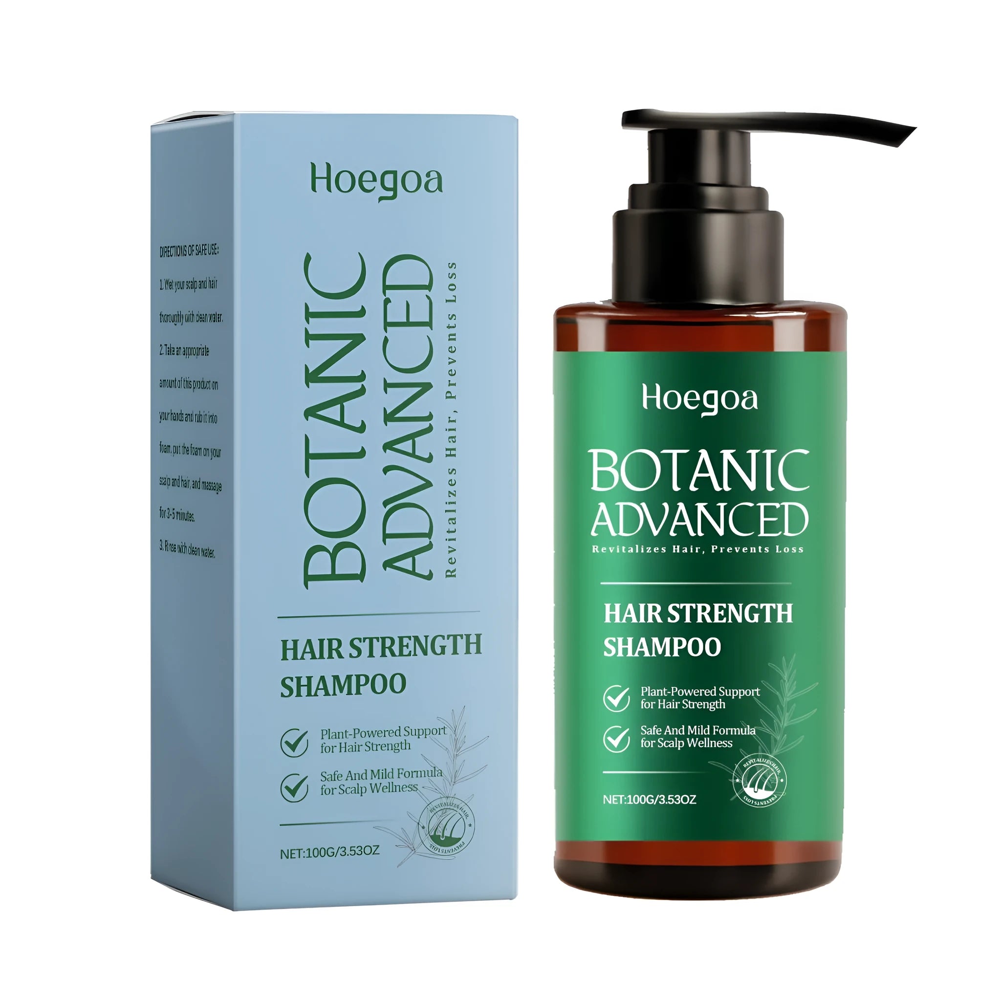 100g bottle of hair strength shampoo with rosemary, aloe and ginger extracts