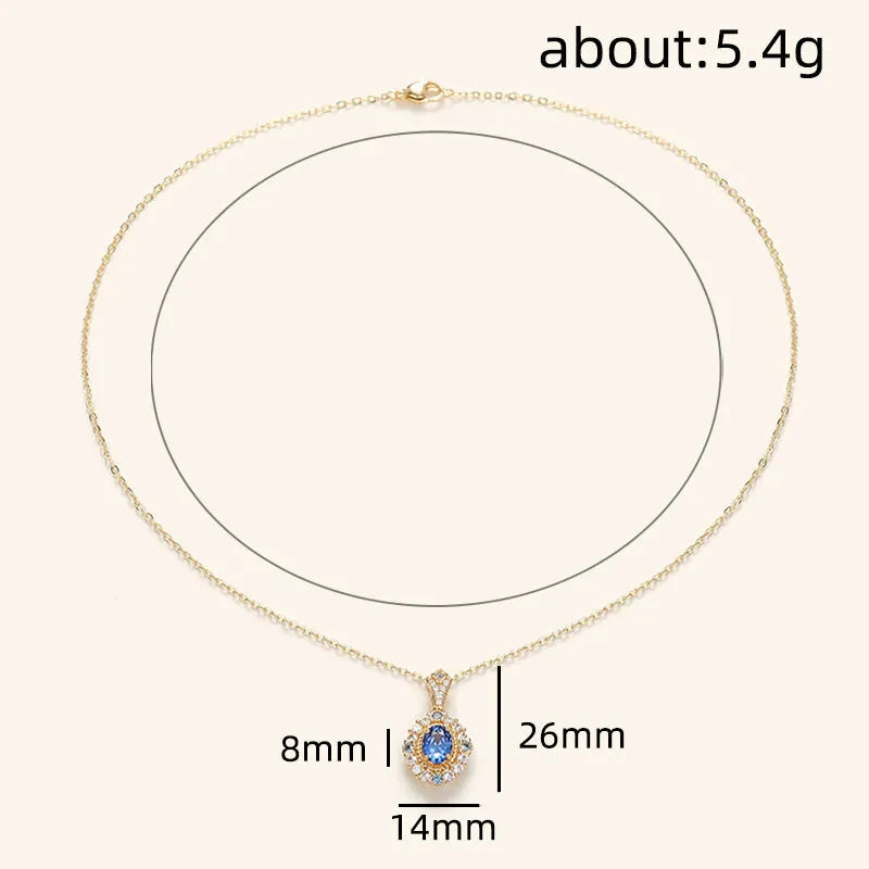 Huitan women's necklace with mixed gem pendant on adjustable golden chain