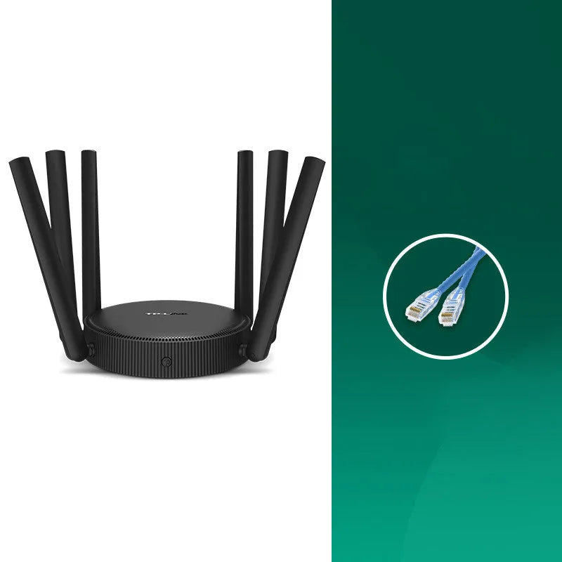TP-Link TL-WDR7661 AC1900 Gigabit wireless router in black housing on a desk.