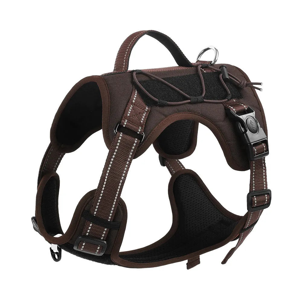 Reflective dog harness vest with integrated hand holding rope leash in multiple colour options