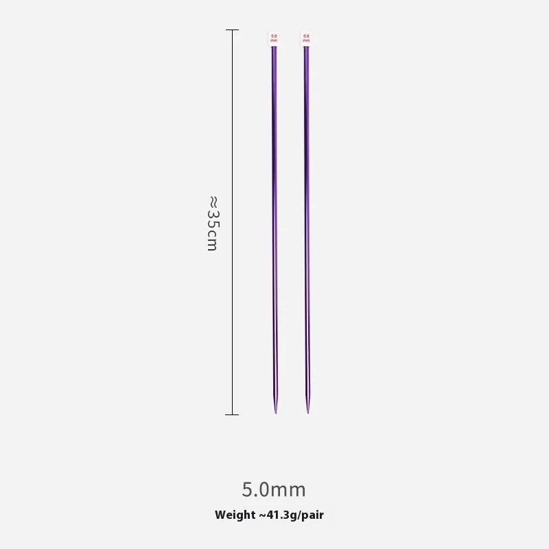 Complete set of lengthened crochet hooks in 14 sizes from 2.0mm to 10.0mm, each with a protective end cap.