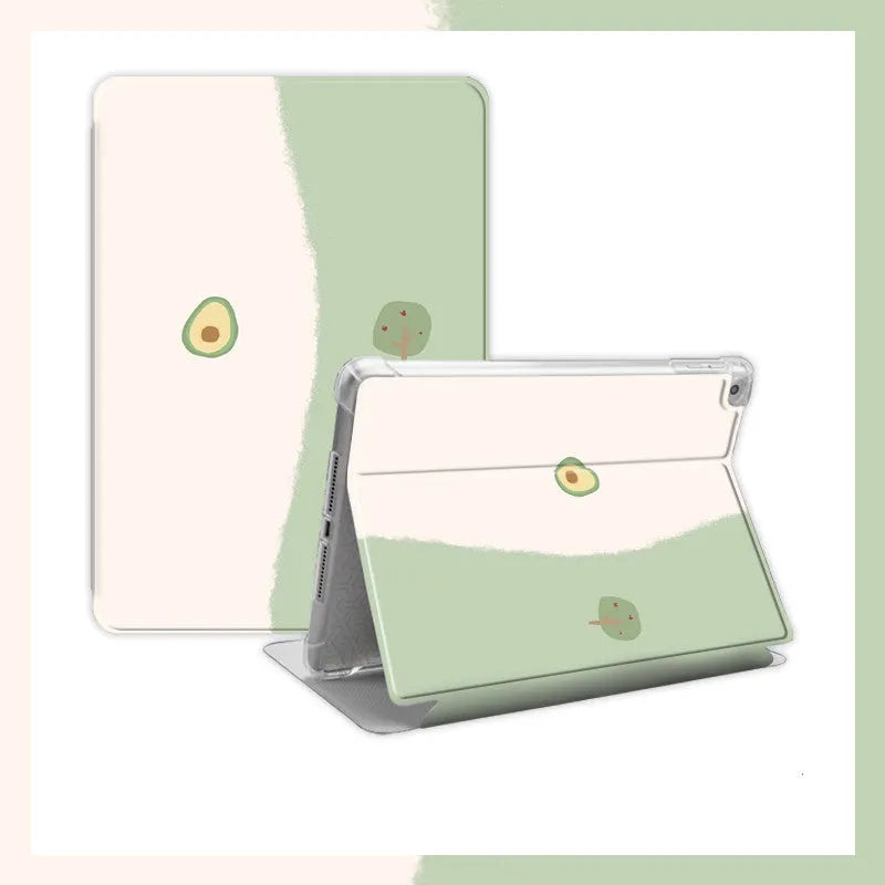 Literary avocado silicone protective case for Apple iPad, cartoon style